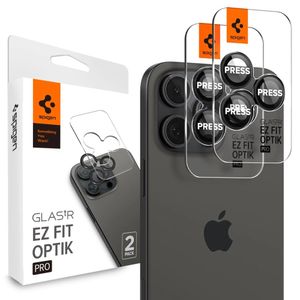 Spigen iPhone 17 Pro/Pro Max Glas.tR EZ Fit Optik Pro Linsskydd, 2-pack - Svart