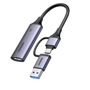 UGREEN HD HDMI till USB-A/USB-C videoinspelningskort / adapter – grå