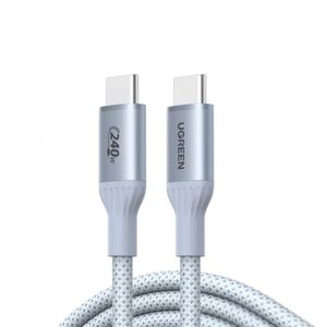 UGREEN USB-C - USB-C PD -pikalatauskaapeli 240W, 1m – Hopea/Valkoinen