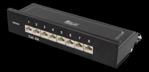 DELTACO Patchpanel PAN-211 - 8x RJ45, Cat6a, Veggmonterbar - Svart