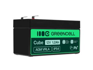 Green Cell 12V 1,2Ah VRLA-batteri til alarmer, kasseapparater og legetøj