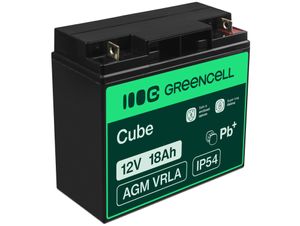 Green Cell AGM VRLA 12V 18Ah batteri til plæneklipper, scooter, båd, kørestol