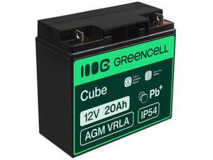Green Cell AGM VRLA 12V 20Ah batteri for gressklipper, scooter, båt, rullestol