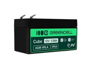 Green Cell AGM VRLA 12V 1,3Ah vedligeholdelsesfrit batteri til alarmer og legetøj