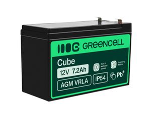Green Cell AGM VRLA 12V 7.2Ah Batteri – Underhållsfritt för larm, leksaker, kassaapparater