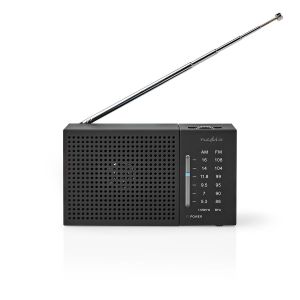 Nedis bærbar FM-radio med Bluetooth og vækkeur