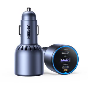 UGREEN EC705 130W autolaturi – 2x USB-C + 1x USB-A USB-C-kaapelilla