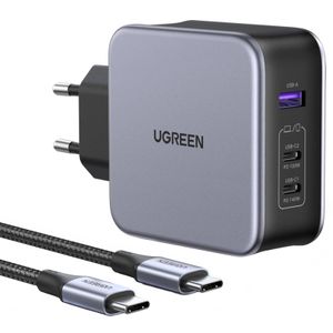 UGREEN Väggladdare 140W, 5A, 1x USB-A/2x USB-C med USB-C-kabel - Grå