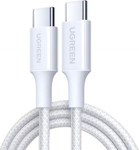 UGREEN L501 USB-C till USB-C-kabel 60W, 3A, 2m – Vit