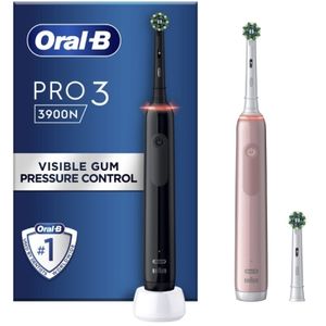Oral-B Pro 3 3900N Elektrisk tandborste, 2-pack - Svart/Rosa
