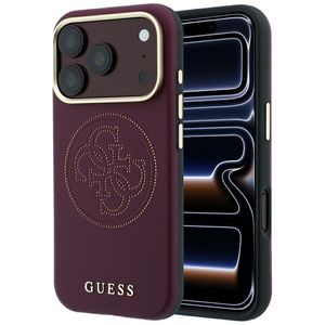 Guess Perforated 4G Gold Logo Magsafe -kuori  iPhone 18 Pro Max:lle - Burgundi