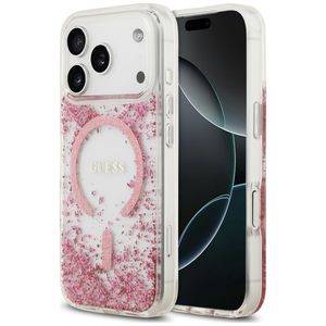Guess Resin Glitter MagSafe -kuori  iPhone 18 Pro Max:lle - Vaaleanpunainen
