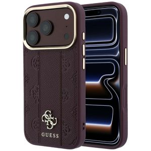 Guess Stripe Peony 4G Logo MagSafe -kuori  iPhone 18 Pro Max:lle - Burgundi