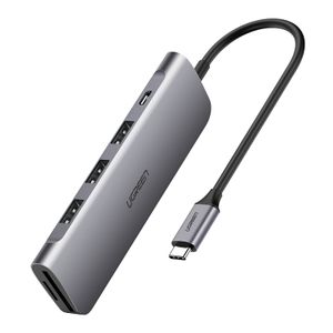 UGREEN CM195 USB-C-keskitin HDMI/USB-A/USB-C/SD/microSD-liitännällä - harmaa