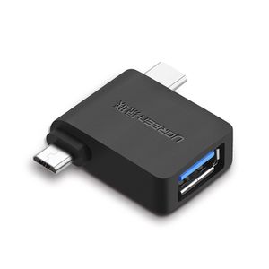 UGREEN U30453 MicroUSB / USB-C til USB-A OTG-adapter - svart