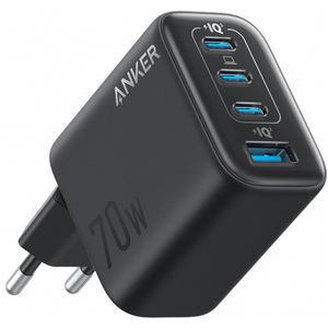 Anker Zolo väggladdare 70W, 3x USB-C, 1x USB-A – Svart