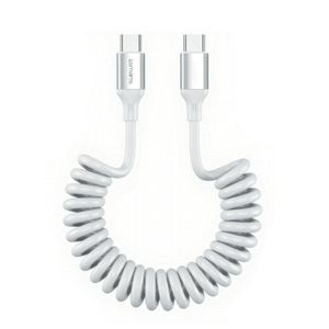 4Smarts USB-C-kabel, uttrekkbar spiralkabel, 100 W, 1,35 m – hvit