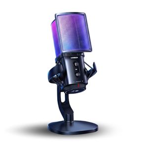 UGREEN CM581 Kardioidmikrofon med RBG-belysning, USB-C, 1,5 m - Svart