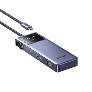 Ugreen CM888 USB-C-keskitin Uno 6in1 HDMI:llä, USB-C:llä, 3x USB-A:lla, RJ45:llä - harmaa