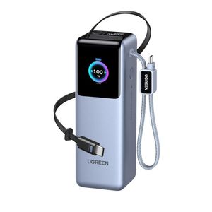 Ugreen PB728 powerbank 25000mAh 200W QC/PD met USB-C-kabel - grijs