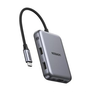 Ugreen CM896 USB-C-keskitin HDMI / USB-C / 2x USB / 1x SD / 1x TF -liitännällä - harmaa