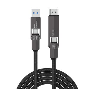 4Smarts ComboCord USB4/USB-C till HDMI/USB-C kabel 240W, 1.5 m – svart