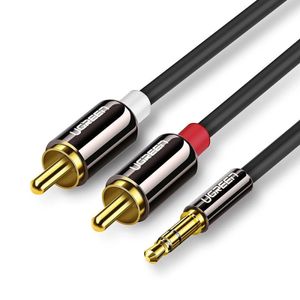 UGREEN AV116 3,5 mm - 2 x RCA -äänikaapeli, 1 m – musta