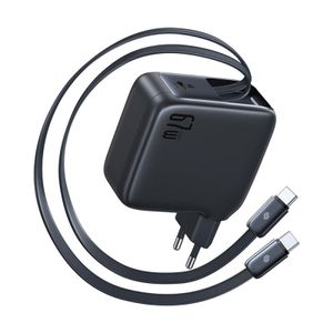 Baseus EnerCore CJ21 Vegglader 67W med Uttrekkbare USB-C-kabler - Svart