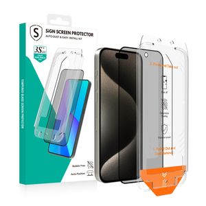 SiGN Skjermbeskytter iPhone 15 Pro – EZ Apply med støvfri applikator