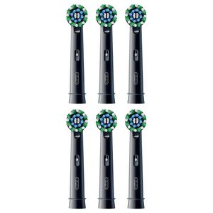 Oral-B Cross Action tandbørstehoveder, 6-pak – Sort