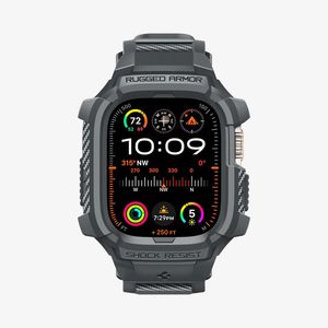 Spigen Apple Watch Ultra 4/3/2/1 49mm Kellonranneke & Kuori Rugged Armor Pro - Harmaa