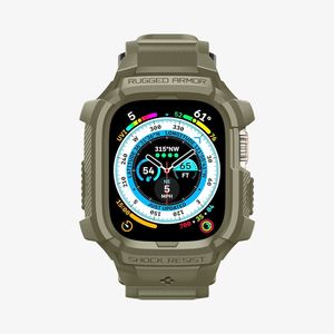 Spigen Rugged Armor Pro -kellonranneke + suojakuori Apple Watch Ultralle 4/3/2/1 (49 mm) - Vintage Khaki