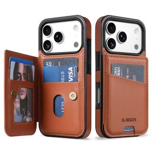 N.BEKUS iPhone 18 Pro/17 Pro Lompakkokuori RFID-suojauksella - Ruskea