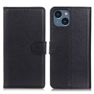 Litchi Texture iPhone 14 Cover - Black
