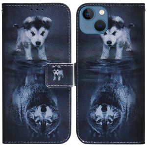 Pattern Printing Cover for iPhone 14 - Dog and Wolf