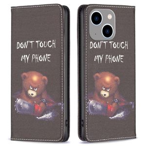 BF Pattern Printing Leather Series-3 iPhone 14 Plus Cover - Bear
