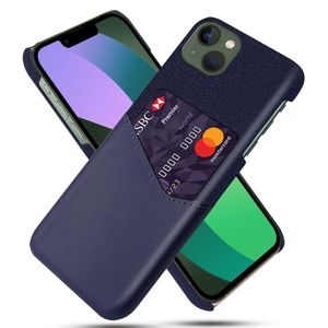iPhone 14 Plus PU Leather Coated Hard PC Case - Blue