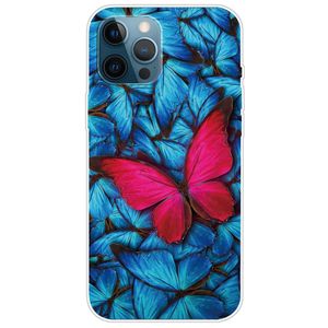 IPhone 14 Pro Max Scratch Resistant Soft TPU Deksel - Red Butterfly