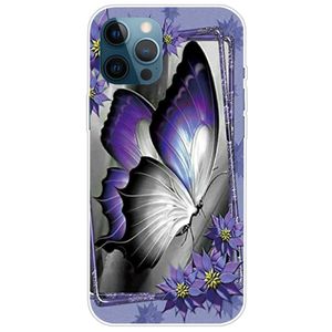 Unfading Pattern Printing IMD iPhone 14 Pro Max Case - Purple Butterfly
