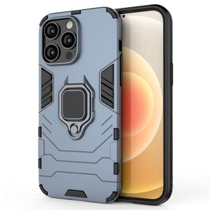 iPhone 14 Pro Max Shockproof Ring Kickstand Case - Blue