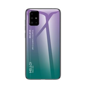 Gradient Tempered Glass Hybrid Case for Samsung Galaxy A51 - Purple/Green