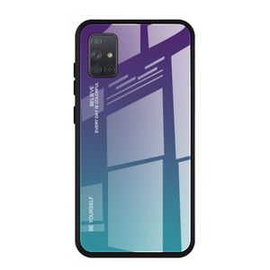 Gradient Skal i Härdat Glas för Samsung Galaxy A71 - Lila/Blå