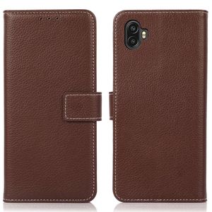Samsung Galaxy Xcover 6 Pro Litchi Texture Stand cover - Brown