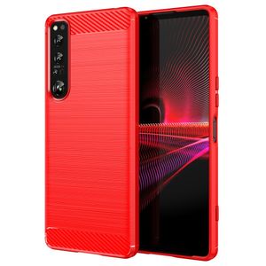 Sony Xperia 1 IV Carbon Fiber Texture deksel - Rød