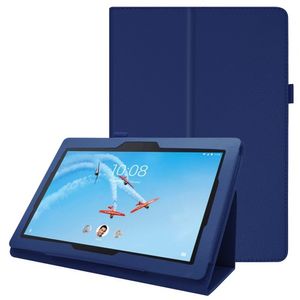 Litchi Etui for Lenovo Tab E10 - Mørk blå