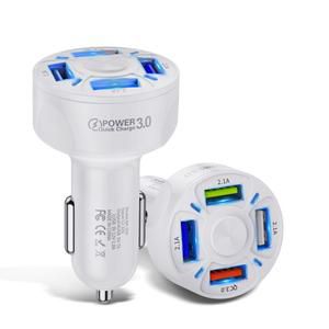 USLION 4 USB Ports QC 3.0 charger for the car - White