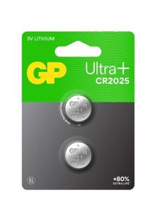 CR2025 2-pakning GP Ultra Plus litiumknappcellebatterier