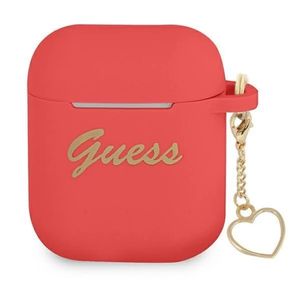 Guess Charm Heart Silikon Fodral till AirPods 1/2 - Röd