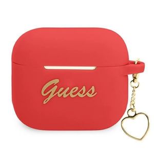 Guess Charm Heart Silikone Etui till Airpods 3 - Rød