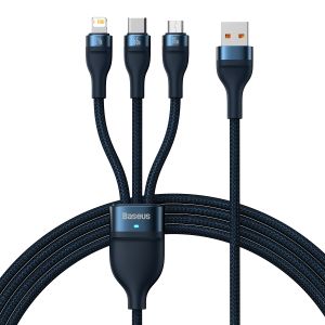 Baseus Flash Series Ⅱ 3i1 Fast Charging Cable 66W 1,2m blå